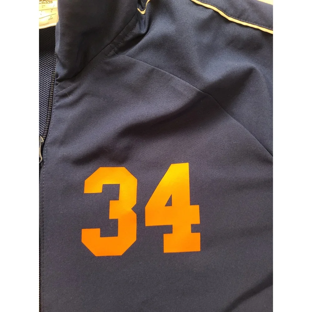 Adidas‎ Navy Blue Full Zip Track Jacket Orange Number 34 Mesh Lined Men's Large